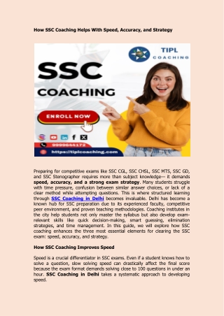 How SSC Coaching Helps With Speed, Accuracy, and Strategy
