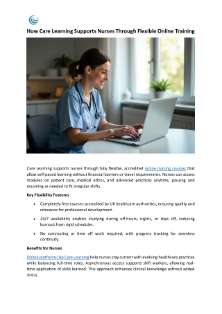 How Care Learning Supports Nurses Through Flexible Online Training