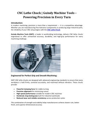 CNC Lathe Chuck | Guindy Machine Tools –  Powering Precision