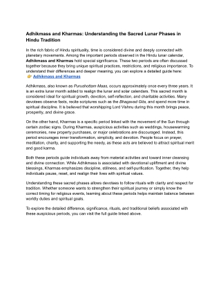 Adhikmass and Kharmas: Understanding the Sacred Lunar Phases in Hindu Tradition