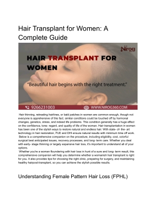 Hair Transplant for Women_ A Complete Guide