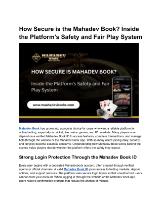 How Secure is the Mahadev Book Inside the Platform’s Safety and Fair Play System (2)