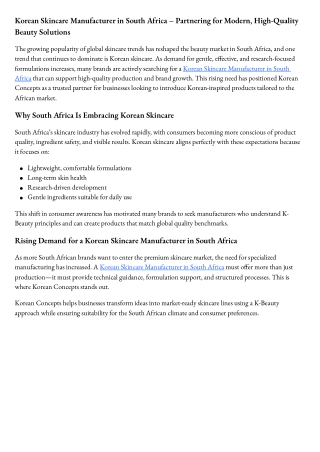 Korean Skincare Manufacturer in South Africa