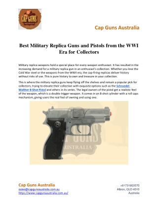 Best Military Replica Guns and Pistols from the WWI Era for Collectors