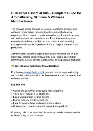  Bulk Order Essential Oils – Wholesale Guide for Pure, Natural & Therapeutic Oil