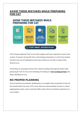 Avoid These Mistakes While Preparing for CAT
