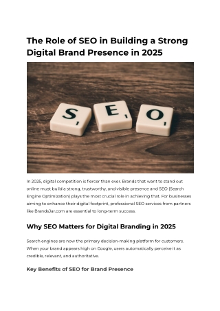 The Role of SEO in Building a Strong Digital Brand Presence in 2025