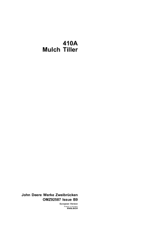 John Deere 410A Mulch Tiller Operator’s Manual Instant Download (Publication No.omz92587)