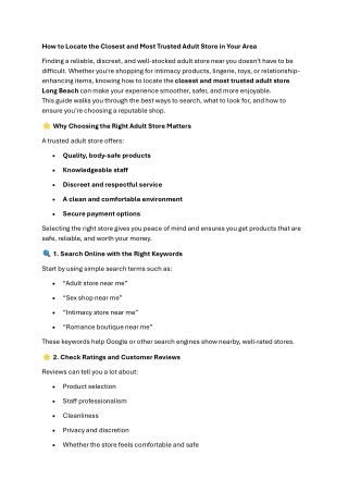 How to Locate the Closest and Most Trusted Adult Store in Your Area