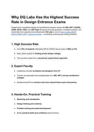Why DQ Labs Has the Highest Success Rate in Design Entrance Exams