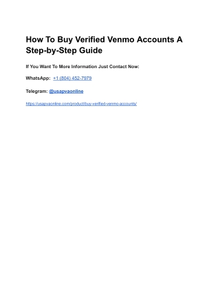 How To Buy Verified Venmo Accounts A Step-by-Step Guide