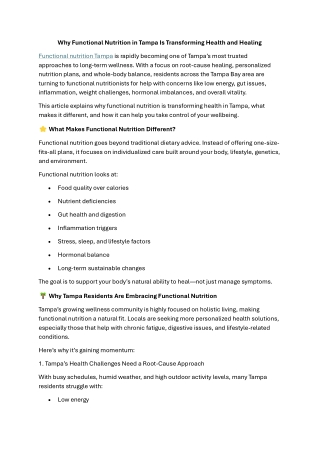 Why Functional Nutrition in Tampa Is Transforming Health and Healing