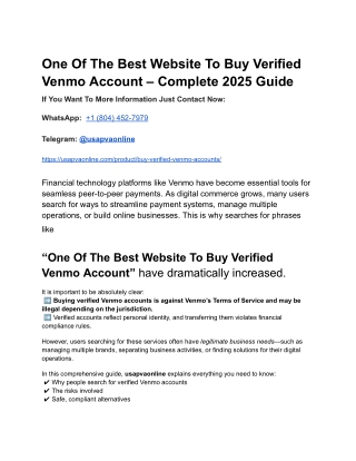 One Of The Best Website To Buy Verified Venmo Account – Complete 2025 Guide
