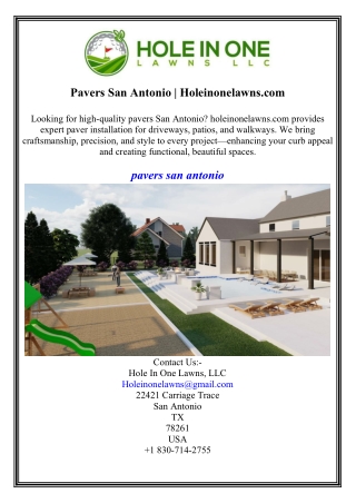 Pavers San Antonio Holeinonelawns.com