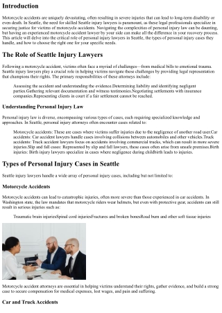 Seattle Injury Lawyers: Championing Justice for Motorcycle Accident Victims