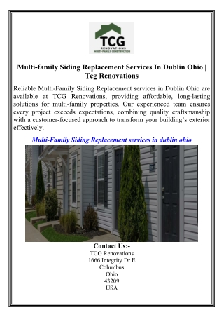 Multi-family Siding Replacement Services In Dublin Ohio  Tcg Renovations