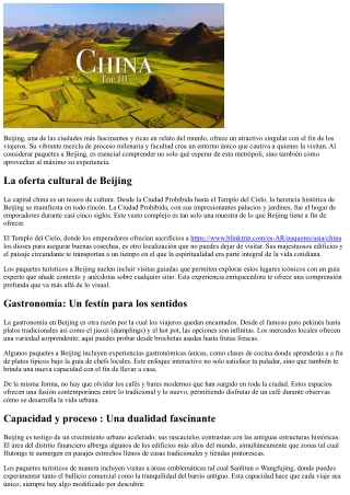 Promociones a Beijing: Explora la Capital China