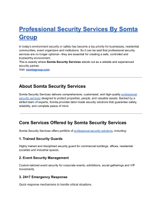 Professional Security Services By Somta Group