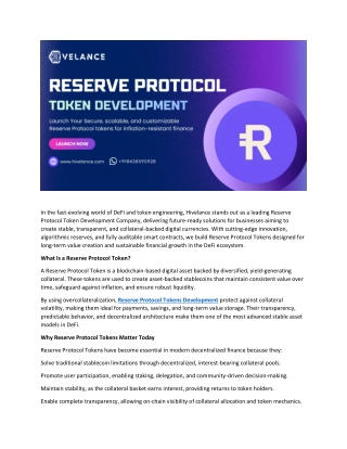 Reserve Protocol Token Development – Build Stable Asset-Backed Tokens in 2 days