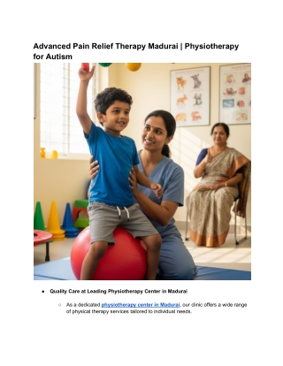 Advanced Pain Relief Therapy Madurai | Physiotherapy for Autism