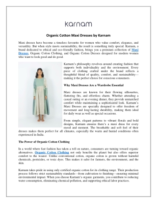 Organic Cotton Maxi Dresses by Karnam