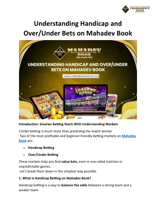 Understanding Handicap and Over Under Bets on Mahadev Book