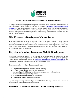 Leading Ecommerce Development for Modern Brands