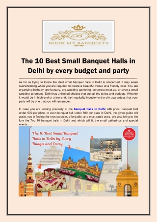 Small Banquet Halls in Delhi NCR with Price