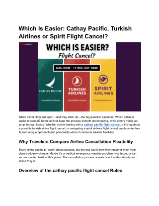 Which Is Easier_ Cathay Pacific, Turkish Airlines or Spirit Flight Cancel_
