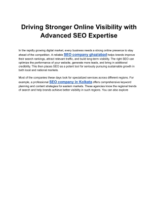 Driving Stronger Online Visibility with Advanced SEO Expertise