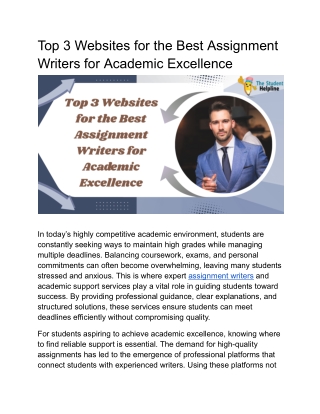 Top 3 Websites for the Best Assignment Writers for Academic Excellence