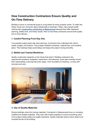 How Construction Contractors Ensure Quality and On-Time Delivery
