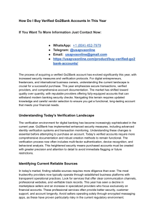 How Do I Buy Verified Go2Bank Accounts In This Year