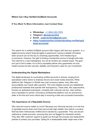 Where Can I Buy Verified Go2Bank Accounts