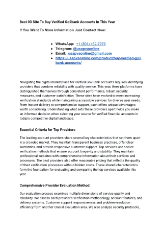 Best 03 Site To Buy Verified Go2bank Accounts In This Year