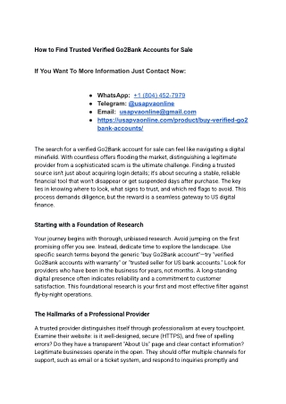 How to Find Trusted Verified Go2Bank Accounts for Sale