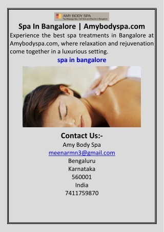 Spa In Bangalore  Amybodyspa.com