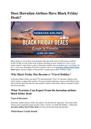 Does Hawaiian Airlines Have Black Friday Deals