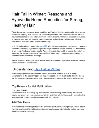 Hair Fall in Winter_ Reasons and Ayurvedic Home Remedies for Strong, Healthy Hair