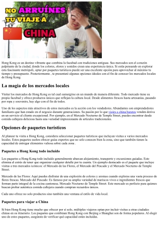 Paquetes ideales a fin de  conocer los mercados locales de Hong Kong