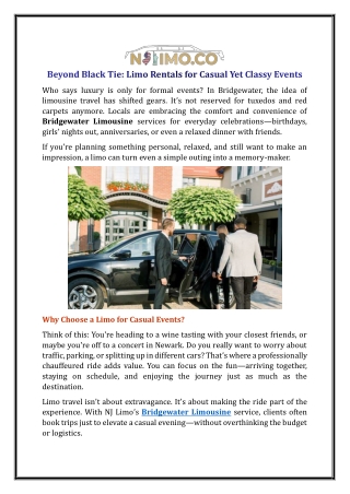 Beyond Black Tie: Limo Rentals for Casual Yet Classy Events