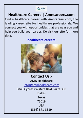 Healthcare Careers  Amncareers.com