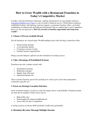 How to Grow Wealth with a Restaurant Franchise in Today’s Competitive Market