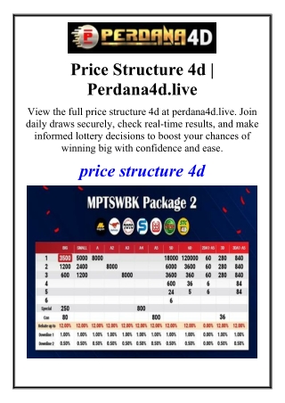 Price Structure 4d | Perdana4d.live
