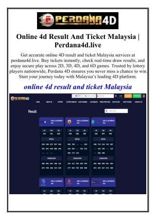 Online 4d Result And Ticket Malaysia | Perdana4d.live