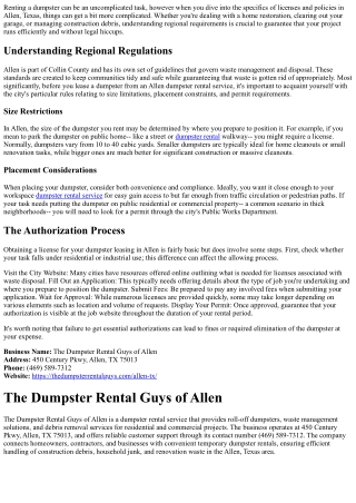 Navigating Permits and Laws for Dumpsters in Allen, TX