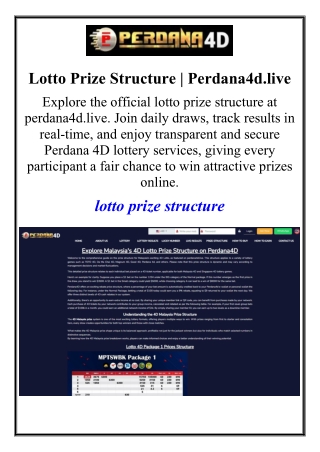 Lotto Prize Structure | Perdana4d.live