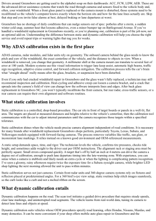 Windshield Calibration ADAS in Greensboro: The Difference Between Static and Dyn