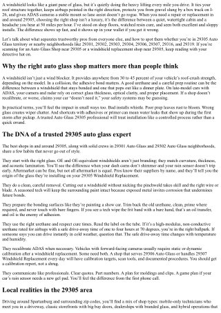 Trusted 29305 Auto Glass Experts: What to Look For