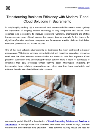 Transforming Business Efficiency with Modern IT and Cloud Solutions in Sacramento